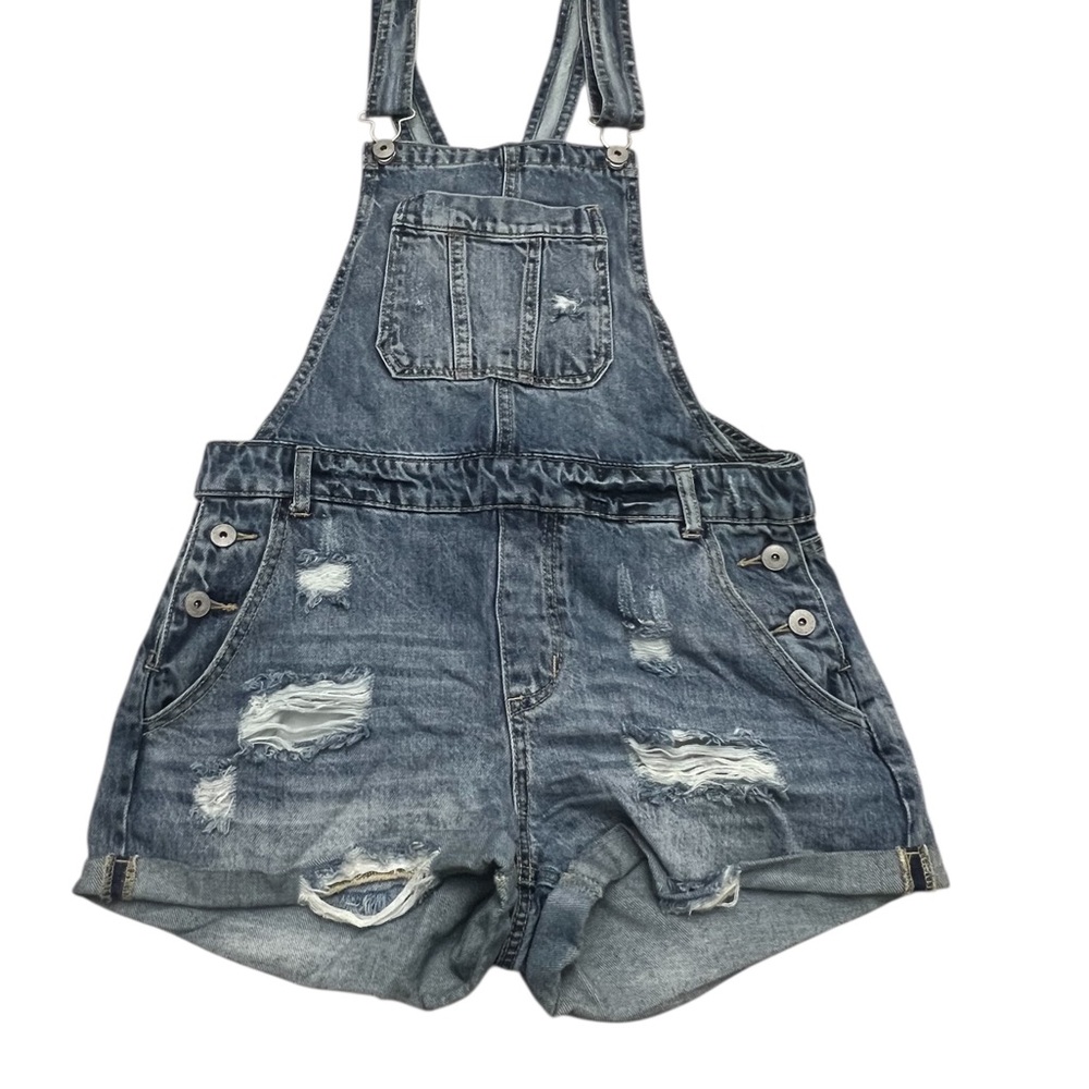 Vanilla Star Premium Blue Denim Overall Shorts - Picture 2 of 11